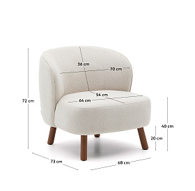 Кресло Ulit из бежевой синели с ножками из ясеня с отделкой под орех