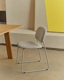 Стул Meli ткань бежевого цвета с бежевыми металлическими ножками 