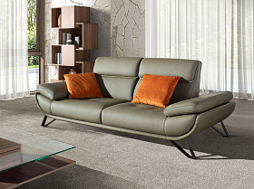 3-местный кожаный диван 6245 оливкового цвета