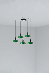 Подвесной светильник TATAWIN с абажуром зеленый металл 5xE27