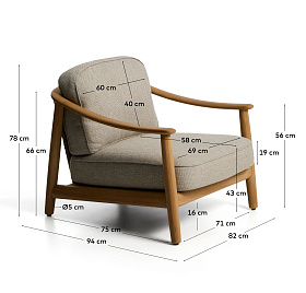 Уличное кресло Elunda из тикового дерева и бежевой веревки