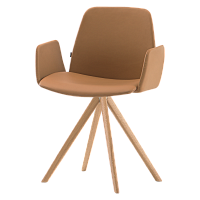 Мягкий стул Unnia с поворотным основанием на 4 спицы из массива дуба, с подлокотниками