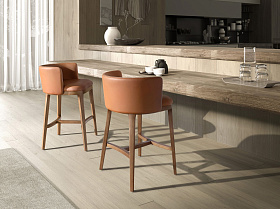 Барный стул 4158 из коричневой экокожи