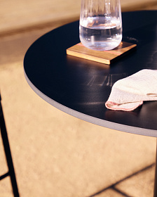 Esilda высокий круглый садовый стол черный с черной металлической основой Ø 60x96 см