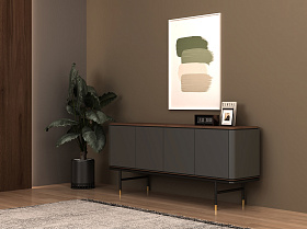 Сервант 3264/CP2308E из темно-серого дерева с ореховой столешницей 