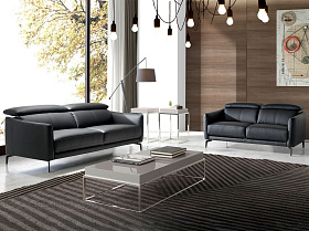 Диван 3-х местный 6059/5359-3P черный кожаный