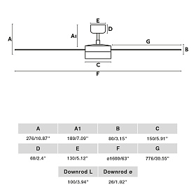 Потолочный вентилятор CRUISER XL Ш1600MM черный/алюминиевый 3 P 18W LED DIM TUYA