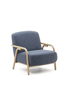 Кресло Sylo синего цвета из массива ясеня