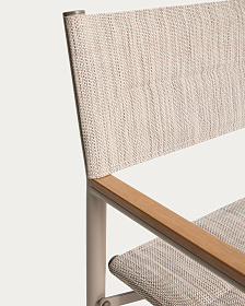 Складной уличный стул Tisno из алюминия цвета экрю и текстиля цвета экрю