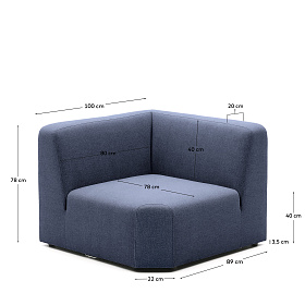 Угловой модульный диван Neom синего цвета 75 см