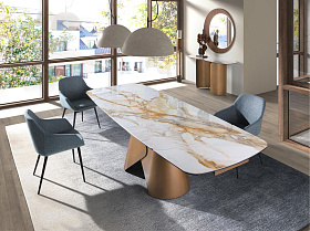 Обеденный стул 4221 из мраморной ткани серо-голубого цвета