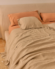 Плед Tandi из льна бежевого цвета 150 х 160 см