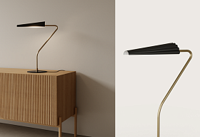 Настольная лампа Bion золотая с черным абажуром