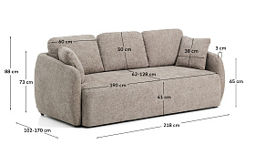 Трехместный диван-кровать Laira из бежевой синели, 218 см