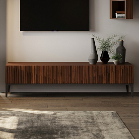 Тумба под TV MENORCA шпон ореха F темно-серый матовый лак