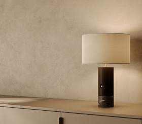 Настольная лампа Sano черный мрамор/черное дерево с абажуром 801011/31