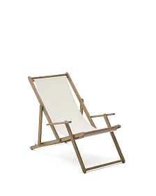 Cкладное кресло Vilara для улицы из акации и текстиля белого цвета