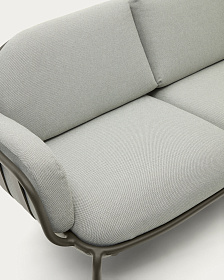 Уличный диван Joncols из серой ткани и зеленым алюминиевым каркасом 164 см