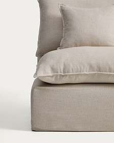 Кресло модульное Anarela бежевое из льна и вискозы со съемным чехлом, 90 см