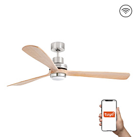 Потолочный вентилятор LANTAU XL Ш1680 DC матовый никель/сосна 3P PINO 15W TUYA