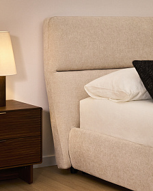 Кровать Dafra бежевого цвета из шенилла с ящиком для хранения 180 х 200 см