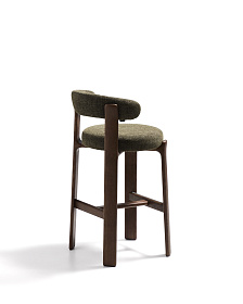 Барный стул Granite из зеленой синели и ясеня с отделкой орех 75 см