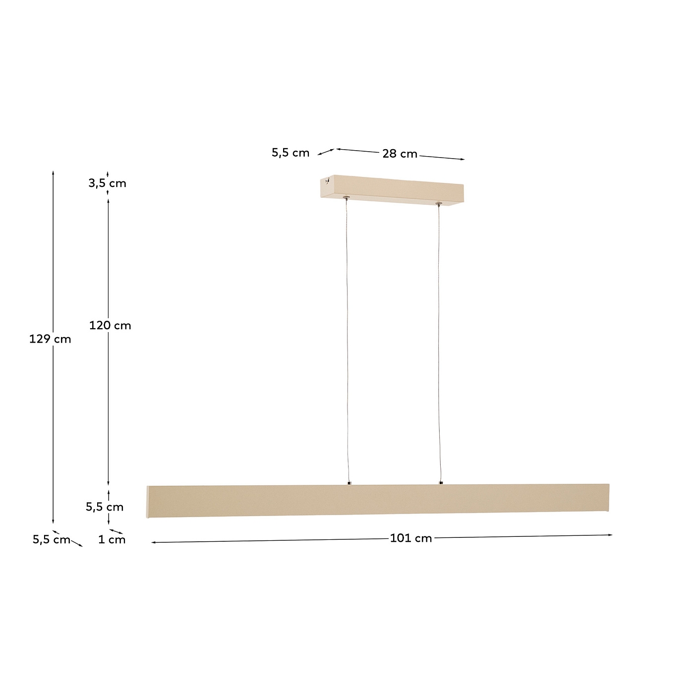Подвесной светильник Boadella из алюминия с бежевой отделкой