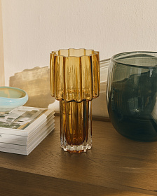 Оранжевая стеклянная ваза Cristila, 30 см