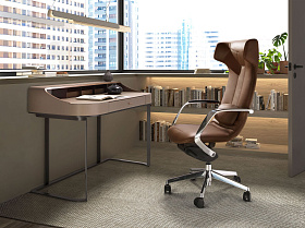 Офисное поворотное кресло 4216 из экокожи коричневого цвета