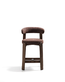 Полубарный стул Granite из коричневого шенилла и ясеня с отделкой орех 65 см