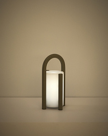 Портативная настольная лампа Leros из полиэтилена и стали бежевого цвета