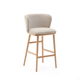 Ciselia Полубарный стул из бежевого шенилла и ясеня в натуральной отделке