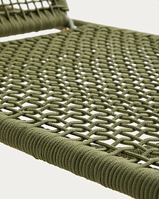 Шезлонг Dandara из зеленой стали и веревки на ножках из массива акации