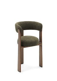 Granite Стул на 3 ножках из зеленого шенилла и массива ясеня в отделке орех