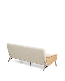 3-местный диван Amsen бежевый с подлокотниками из шпона дуба