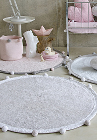 Ковер с помпонами розовый 120D