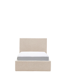 Кровать Nahiri бежевого цвета из шенилла с ящиком для хранения 90 x 200 см