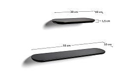 Комплект из 2 полок Arely из МДФ с черным лаковым покрытием, 35 см/55 см