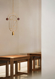 Подвесной светильник Wooden Dots WD07 Gold/walnut
