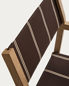 Складной уличный стул Vilara коричнево-бежевый с каркасом из акации