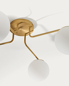 Потолочный светильник Brisia из металла в латунной отделке с 4 стеклянными плафонами Ø15 см