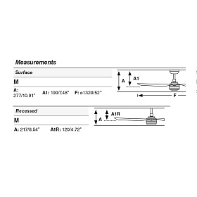 PUNT M Потолочный вентилятор с освещением Ш1300 черный 3P 20W SWT WCTLB