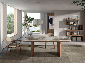 Обеденный стол 1129/437-T из мраморной керамики и ореха