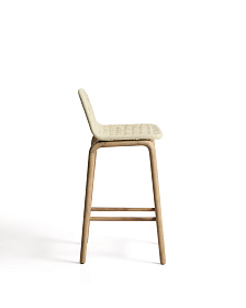 Уличный барный стул Alipa из акации и веревки цвета экрю, 75 см