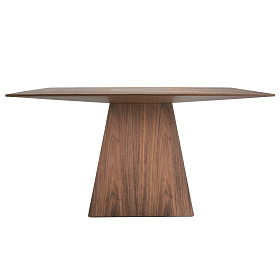 Квадратный обеденный стол MI1412 /1079 из ореха со вставкой из черного стекла