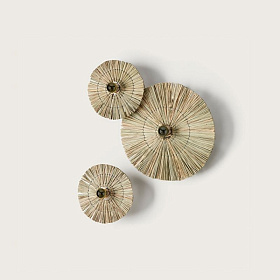 Бра Laos натуральная соломка 50 см + цоколь 10 см черный металл