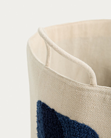 Корзина из хлопка Tandani бежевого цвета с синим слоном 30 см