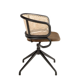 Поворотное кресло 4129/DC-1698B из бархата и ротанга