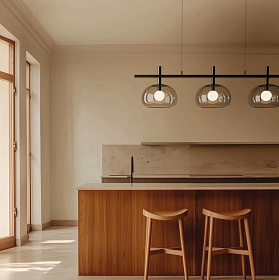 Люстра Cloud зелено-коричневое стекло/черный металл