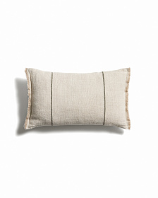 Чехол для подушки Lidore из бежевого льна с зелеными полосами, 30 x 50 см